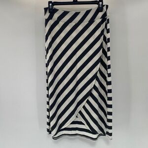 Athleta Striped Wrap Midi Skirt Womens Small Gray White Athleisure‎ Coastal Prep
